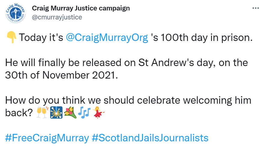 Craig Murray due for release on St Andrews Day 2021